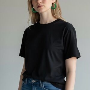 Lux Glass Hoop Earrings by Uncas Green Gold 3/4” Modern Statement